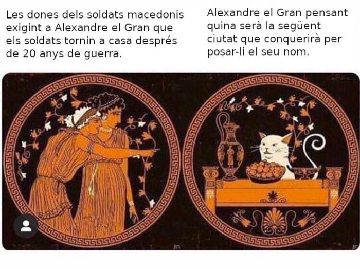 Alexandre el Gran, acudits, mems, memes, història, mems sobre història, acudits en català, mems històrics en català, humor, humor en català, història, acudits sobre història