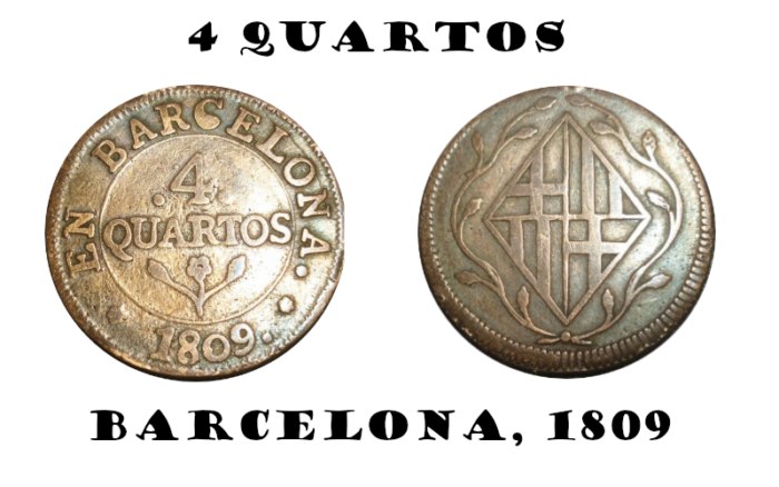 quatre quartos
cuatro cuartos
moneda
numismàtica
Napoleó
col·leccionisme
col·lecció
Barcelona
Catalunya
monedes catalanes
guerra del francès
