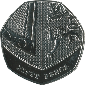 50 pence
royal shield
coat of Arms